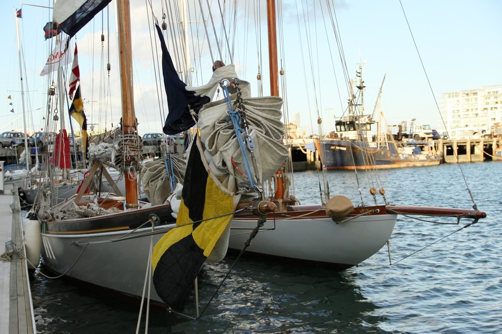 Classic yachts in Auckland’s Viaduct Harbour for the 2012 Southern Trust Classic Yacht Regatta © Richard Gladwell www.photosport.co.nz